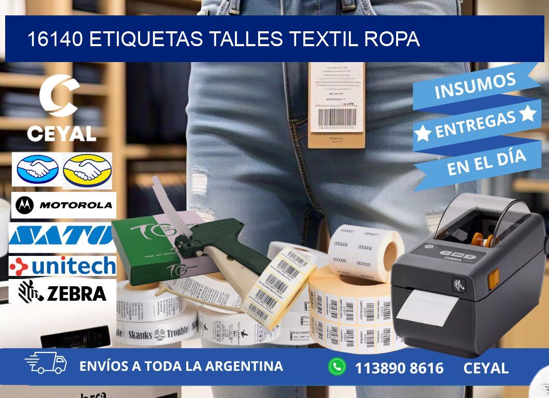 16140 ETIQUETAS TALLES TEXTIL ROPA