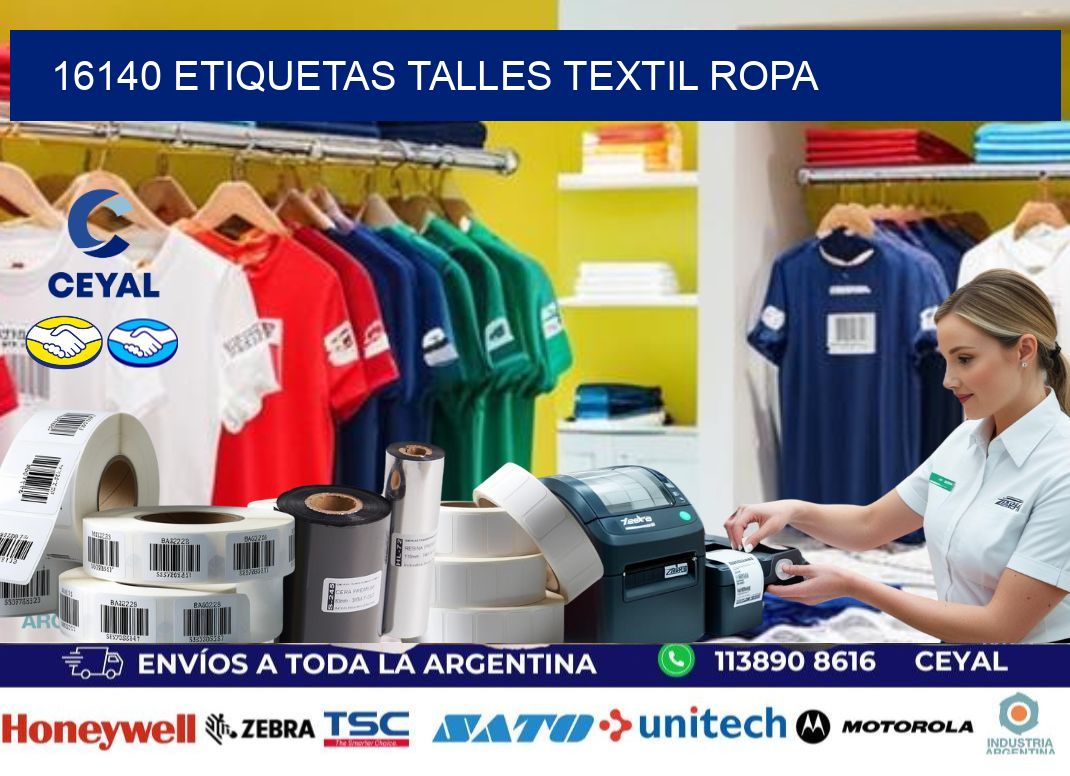 16140 ETIQUETAS TALLES TEXTIL ROPA