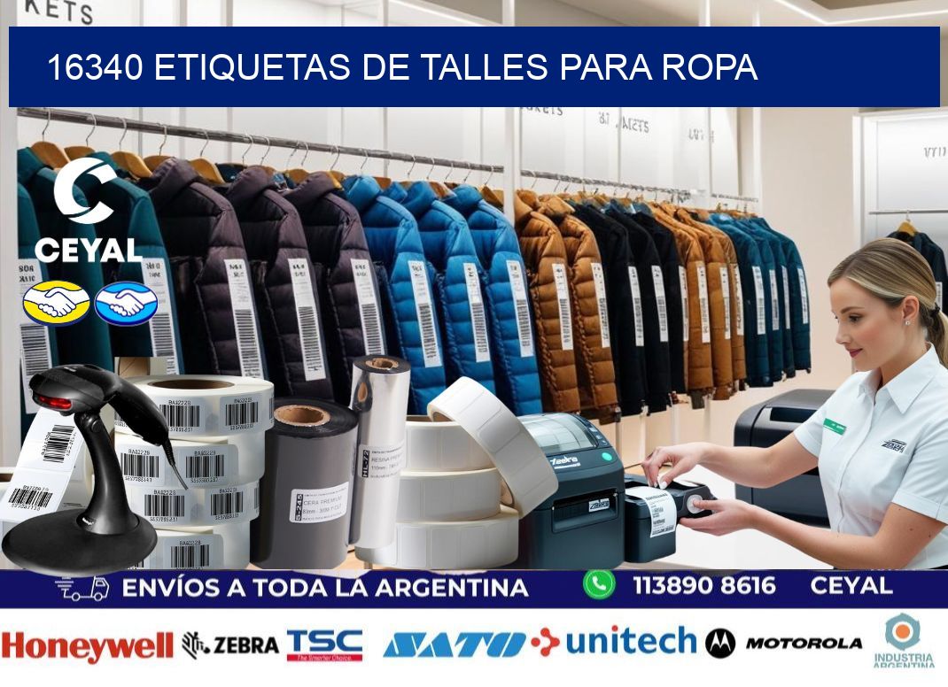 16340 etiquetas de talles para ropa