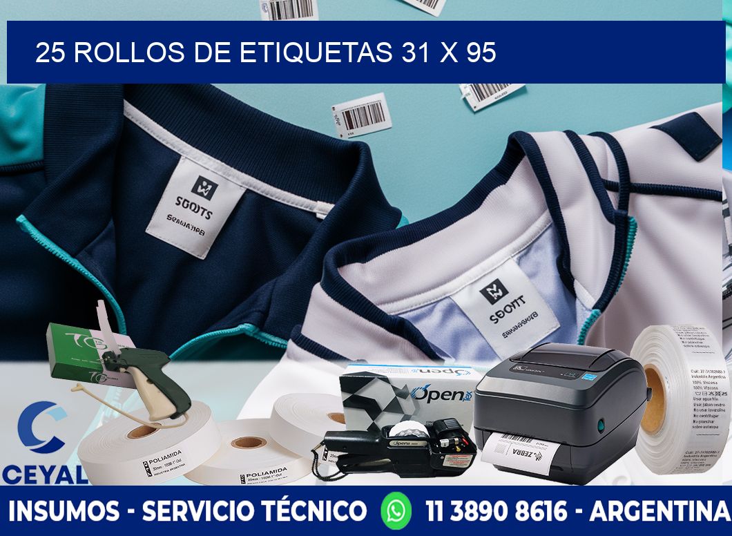 25 ROLLOS DE ETIQUETAS 31 x 95