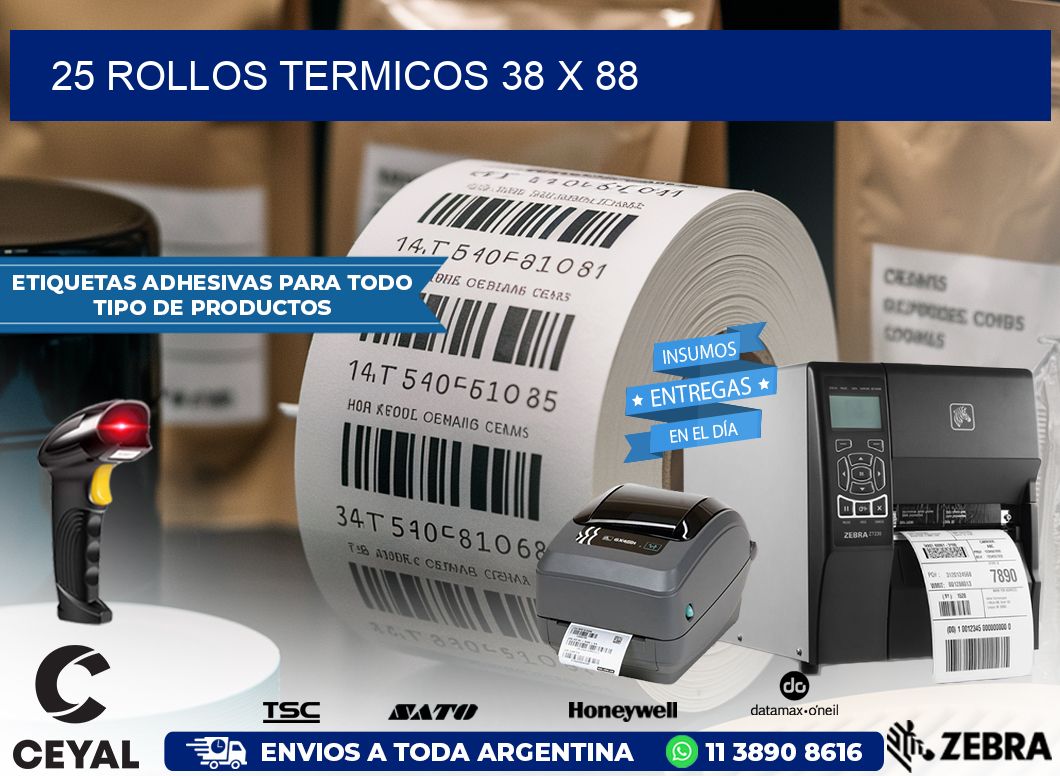 25 ROLLOS TERMICOS 38 x 88