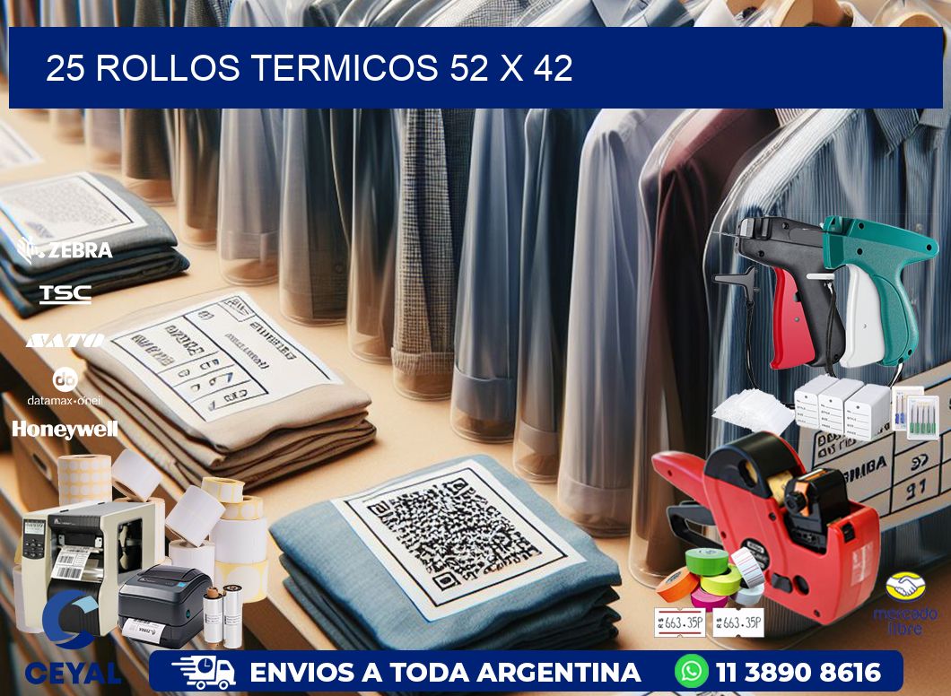 25 ROLLOS TERMICOS 52 x 42