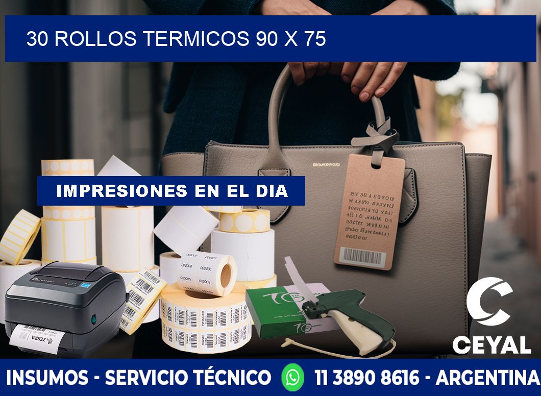 30 ROLLOS TERMICOS 90 x 75