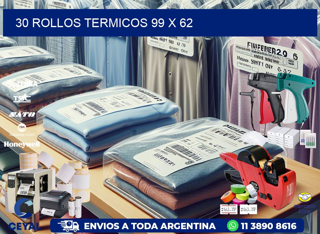 30 ROLLOS TERMICOS 99 x 62