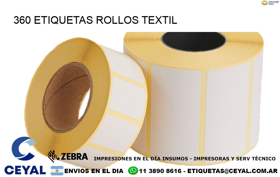 360 etiquetas rollos TEXTIL