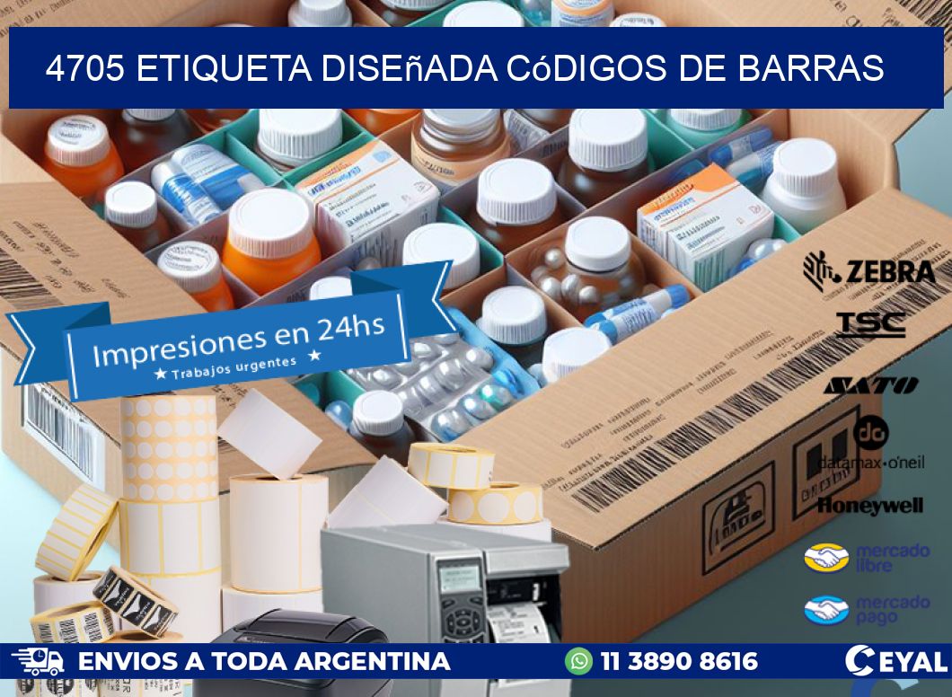 4705 etiqueta diseñada códigos de barras