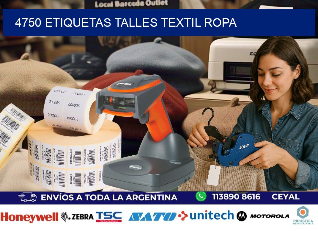 4750 ETIQUETAS TALLES TEXTIL ROPA