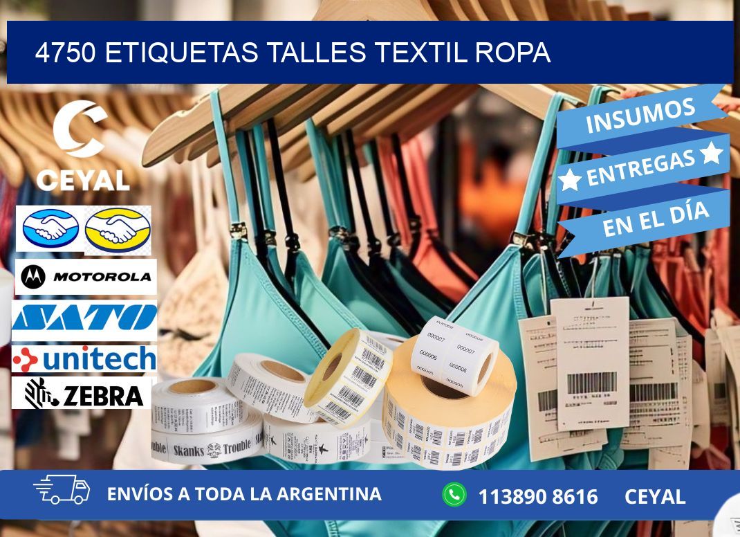 4750 ETIQUETAS TALLES TEXTIL ROPA