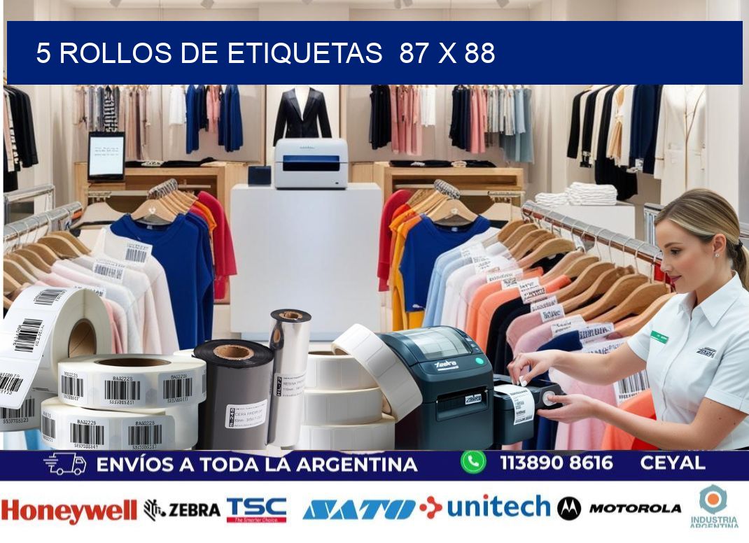 5 ROLLOS DE ETIQUETAS  87 x 88