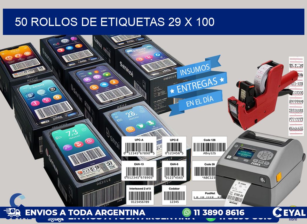 50 ROLLOS DE ETIQUETAS 29 x 100