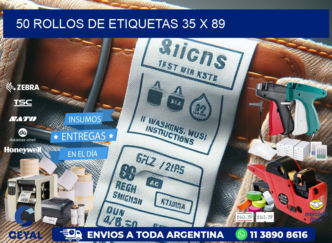 50 ROLLOS DE ETIQUETAS 35 x 89
