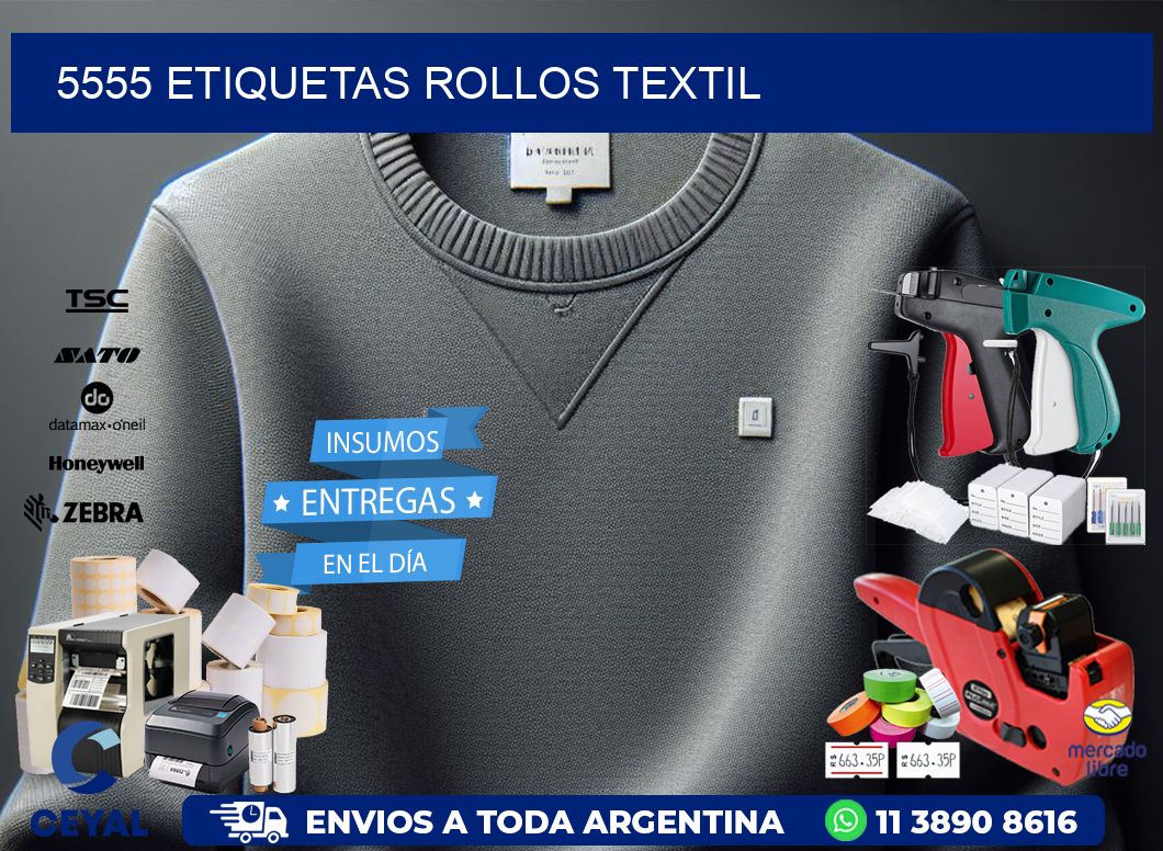 5555 etiquetas rollos TEXTIL