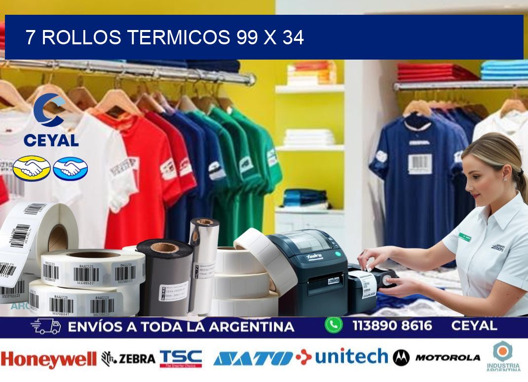 7 ROLLOS TERMICOS 99 x 34