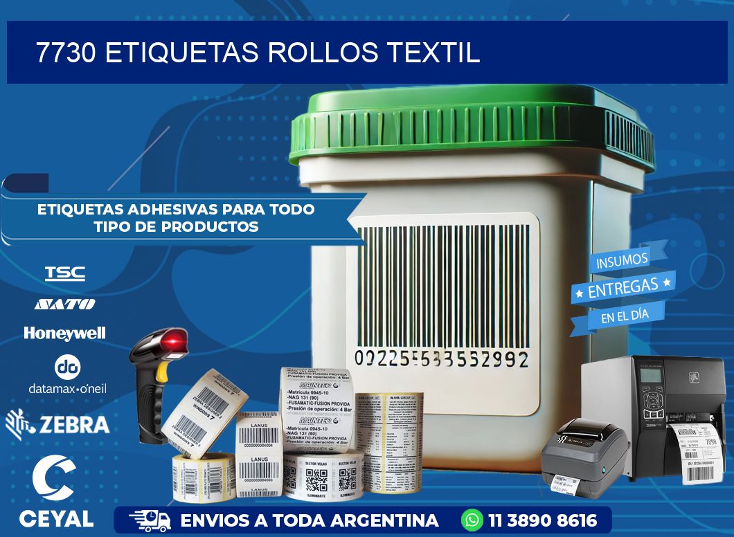 7730 etiquetas rollos TEXTIL