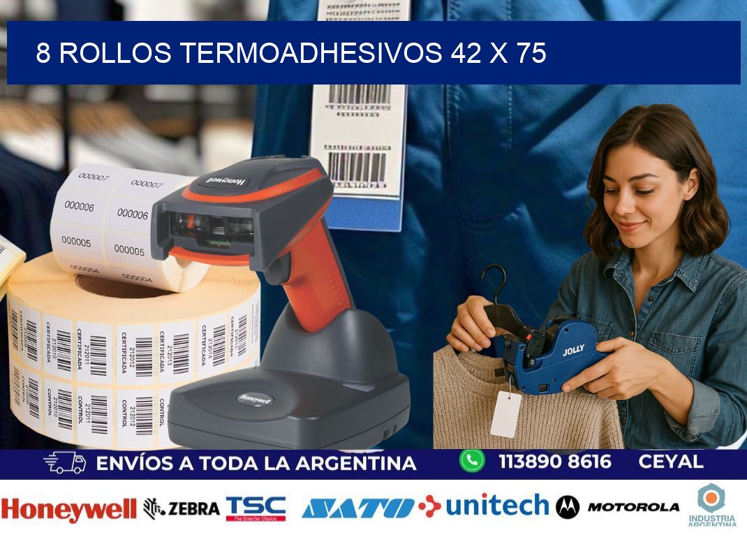 8 ROLLOS TERMOADHESIVOS 42 x 75