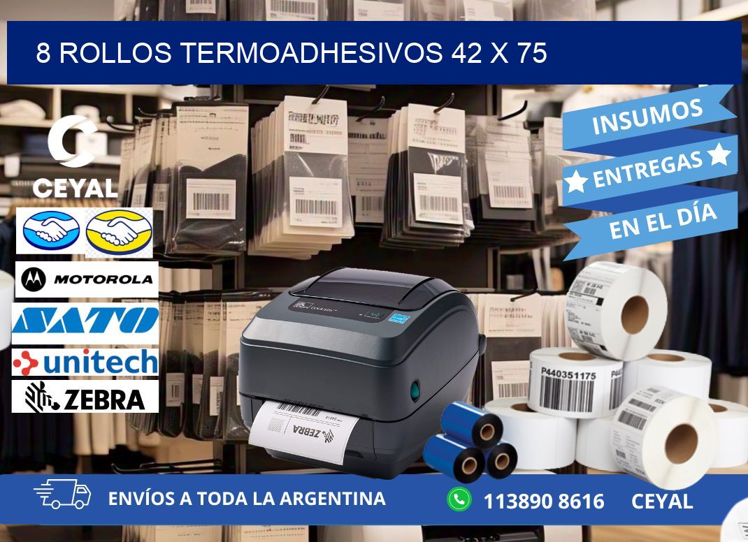 8 ROLLOS TERMOADHESIVOS 42 x 75
