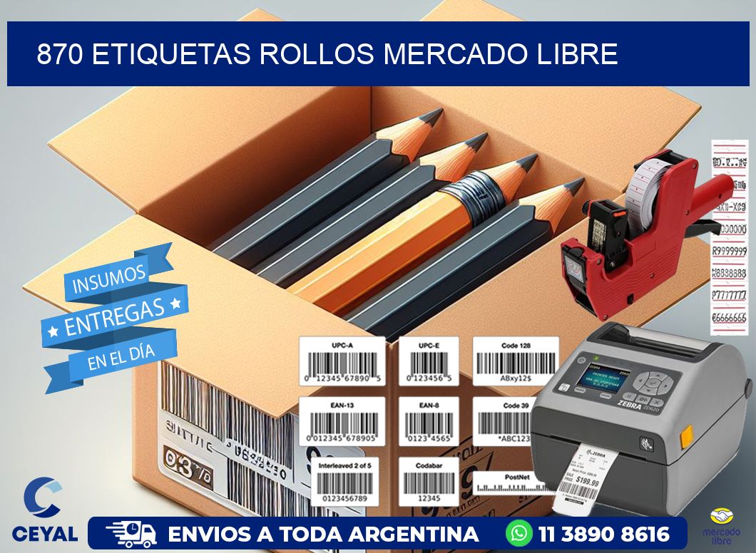 870 etiquetas rollos MERCADO LIBRE