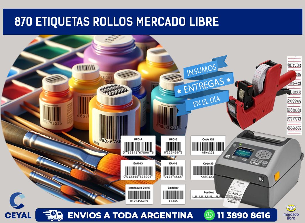 870 etiquetas rollos MERCADO LIBRE