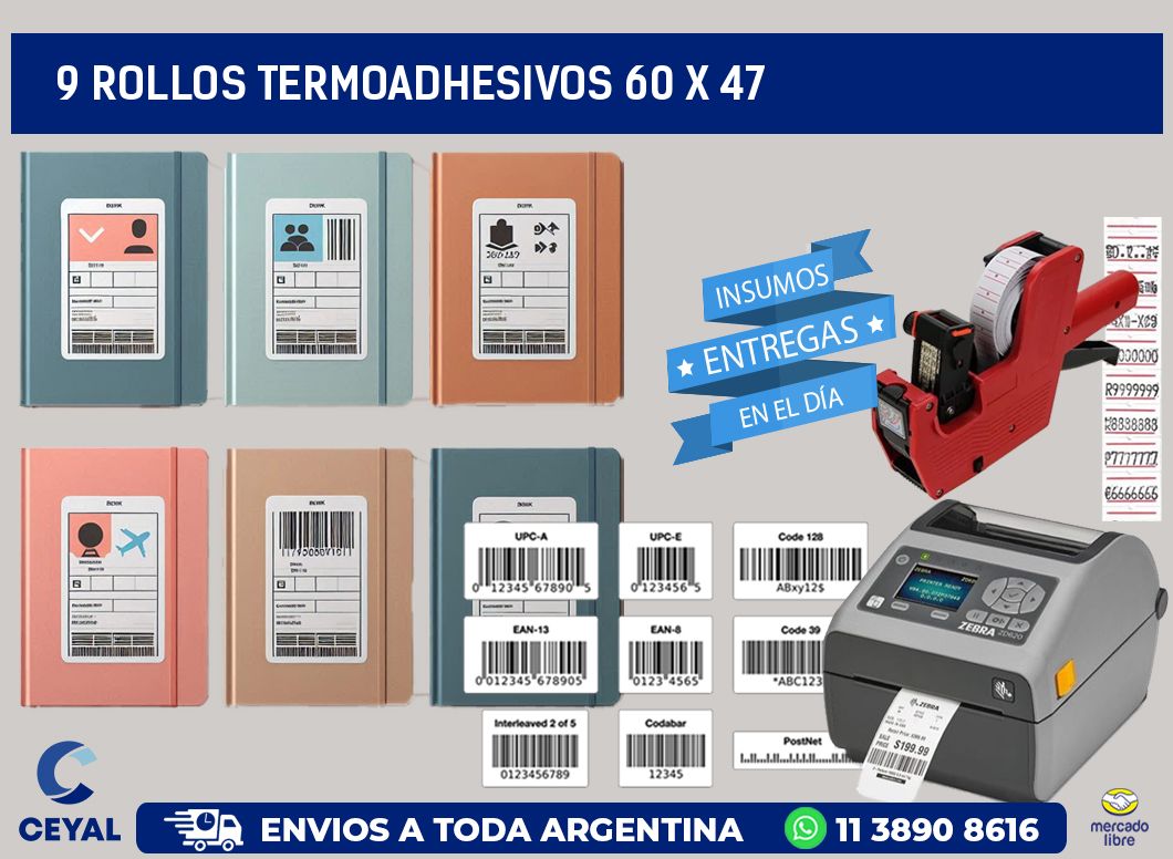 9 ROLLOS TERMOADHESIVOS 60 x 47