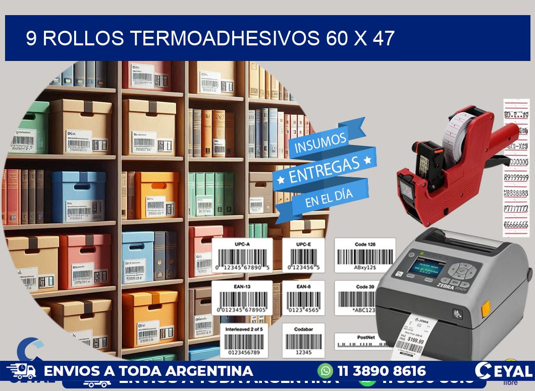 9 ROLLOS TERMOADHESIVOS 60 x 47
