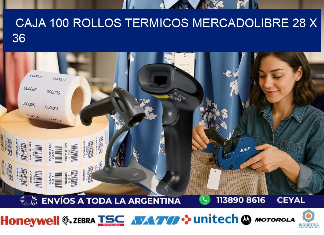 CAJA 100 ROLLOS TERMICOS MERCADOLIBRE 28 x 36