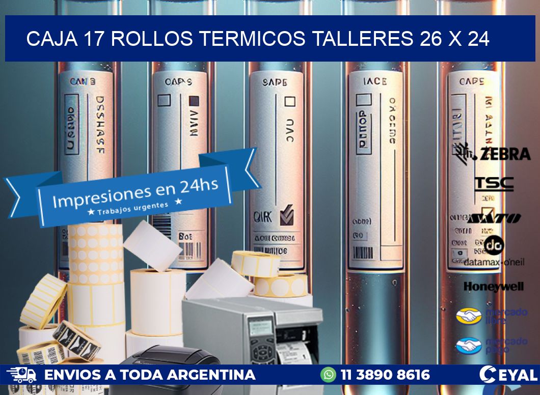 CAJA 17 ROLLOS TERMICOS TALLERES 26 x 24