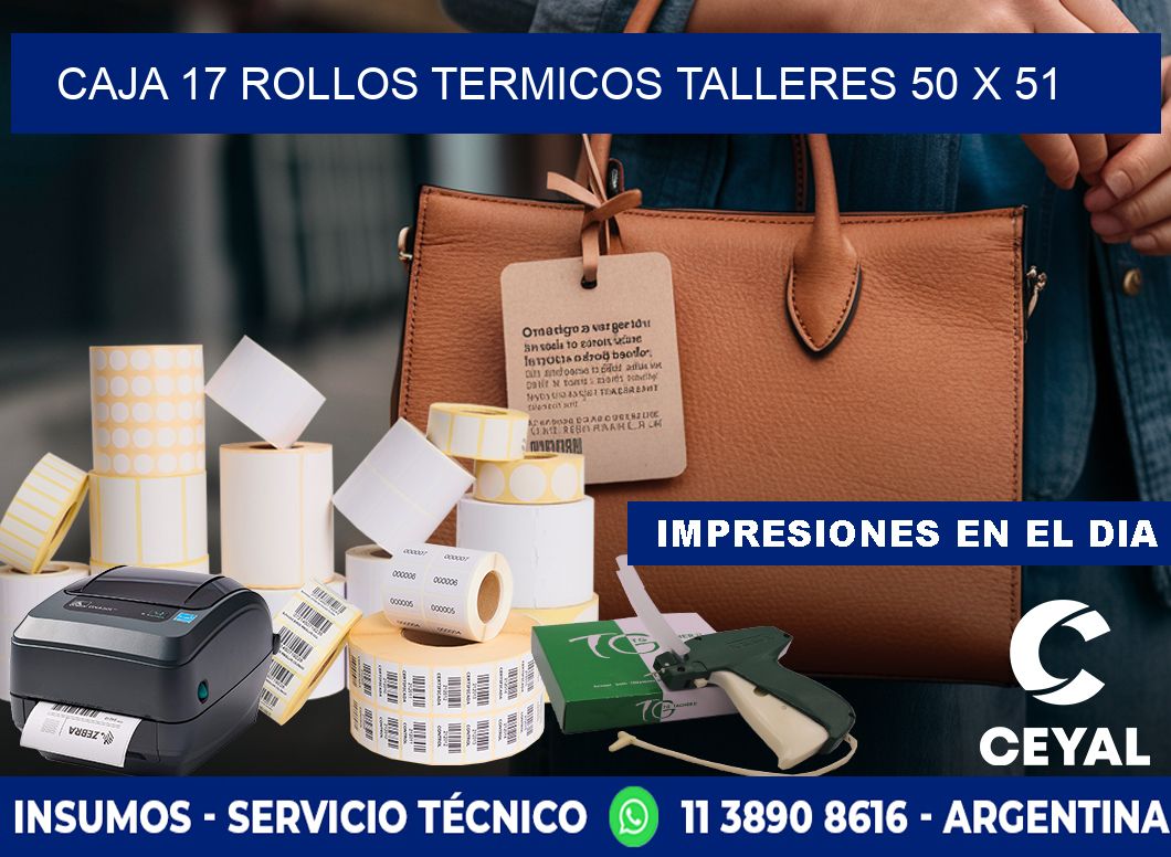 CAJA 17 ROLLOS TERMICOS TALLERES 50 x 51