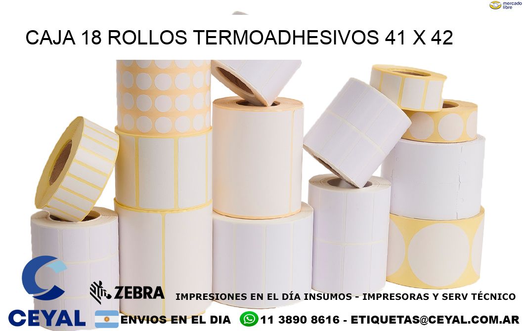 CAJA 18 ROLLOS TERMOADHESIVOS 41 x 42