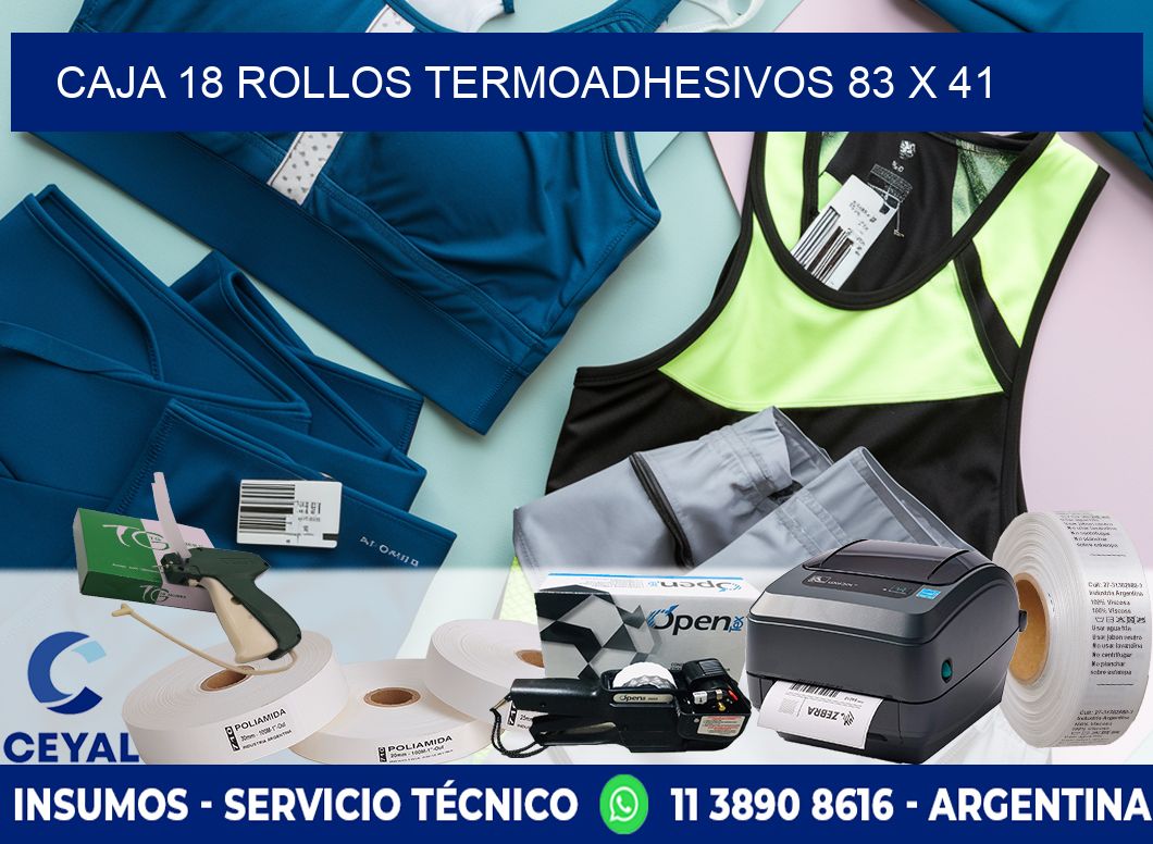 CAJA 18 ROLLOS TERMOADHESIVOS 83 x 41
