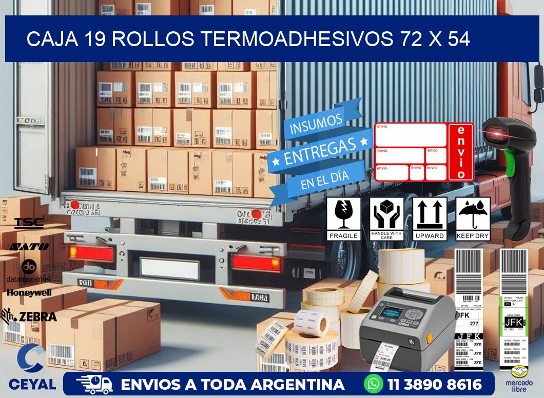 CAJA 19 ROLLOS TERMOADHESIVOS 72 x 54
