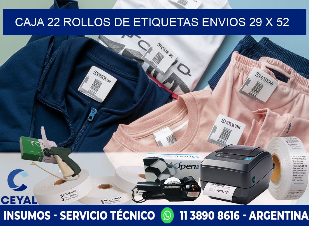 CAJA 22 ROLLOS DE ETIQUETAS ENVIOS 29 x 52