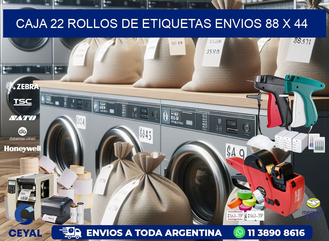 CAJA 22 ROLLOS DE ETIQUETAS ENVIOS 88 x 44