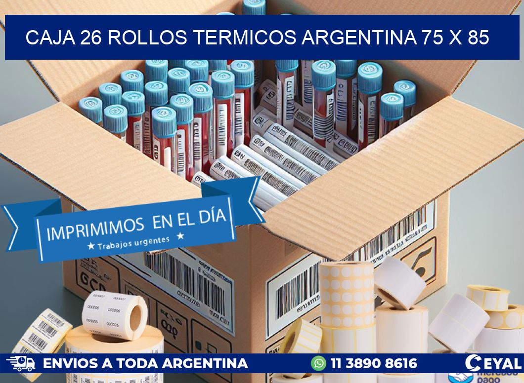 CAJA 26 ROLLOS TERMICOS ARGENTINA 75 x 85