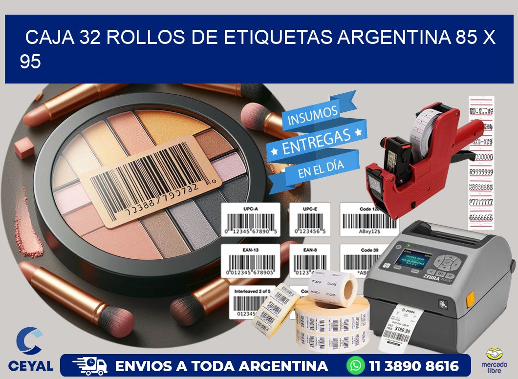 CAJA 32 ROLLOS DE ETIQUETAS ARGENTINA 85 x 95