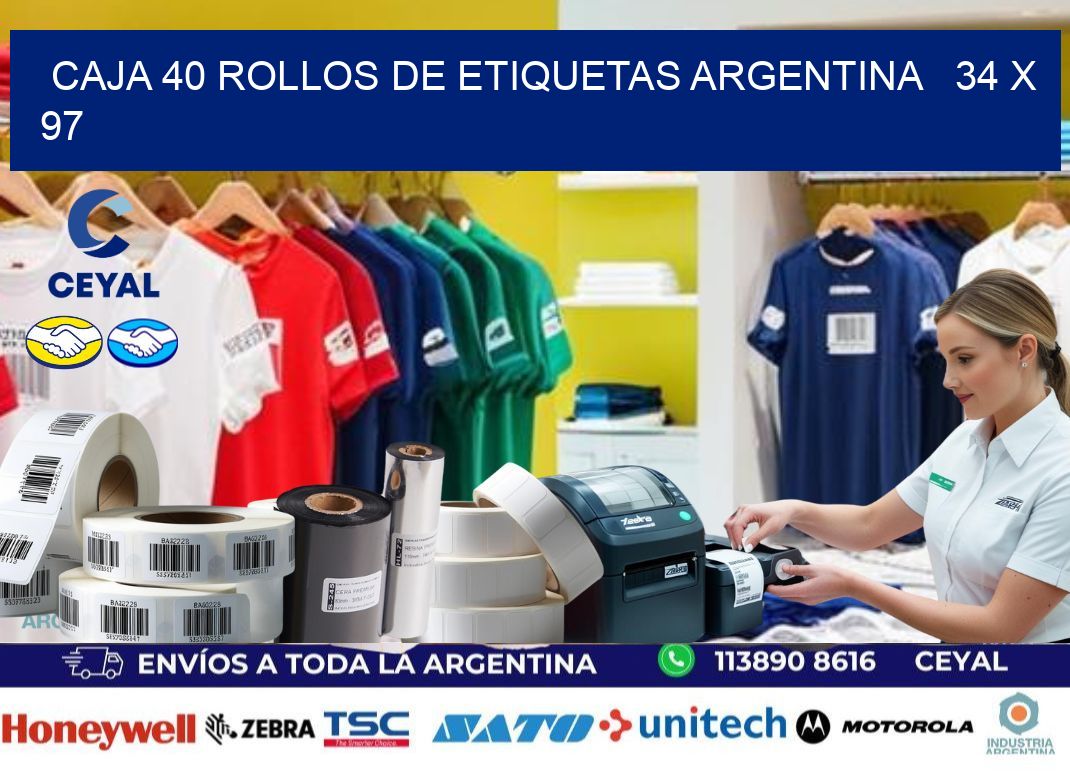 CAJA 40 ROLLOS DE ETIQUETAS ARGENTINA   34 x 97