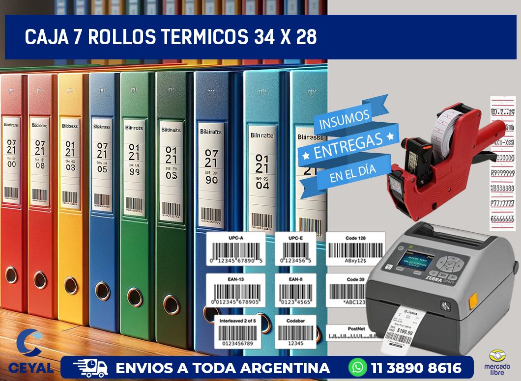 CAJA 7 ROLLOS TERMICOS 34 x 28