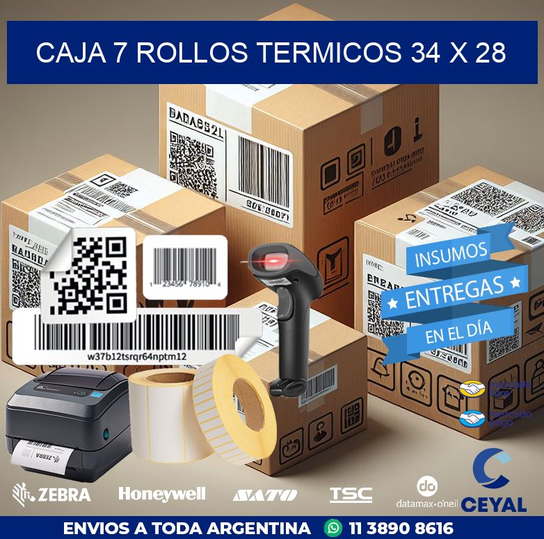 CAJA 7 ROLLOS TERMICOS 34 x 28