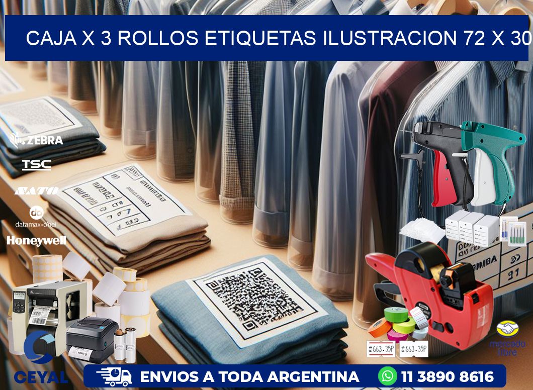 Caja X 3 Rollos Etiquetas Ilustracion 72 x 30