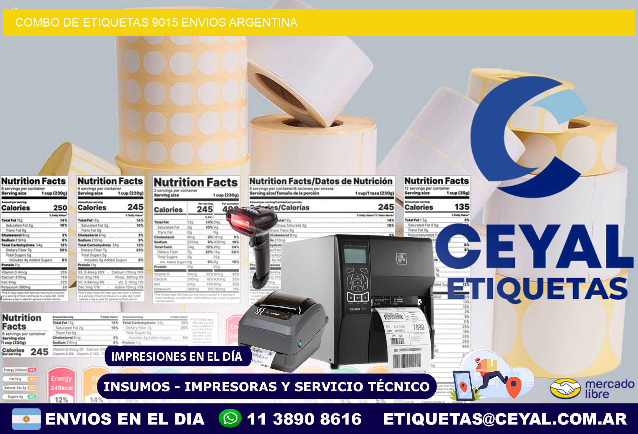 Combo de etiquetas 9015 ENVIOS ARGENTINA
