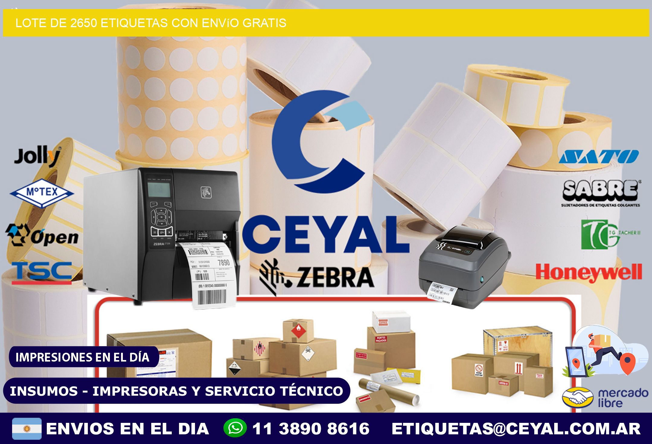 Lote de 2650 etiquetas con envío gratis