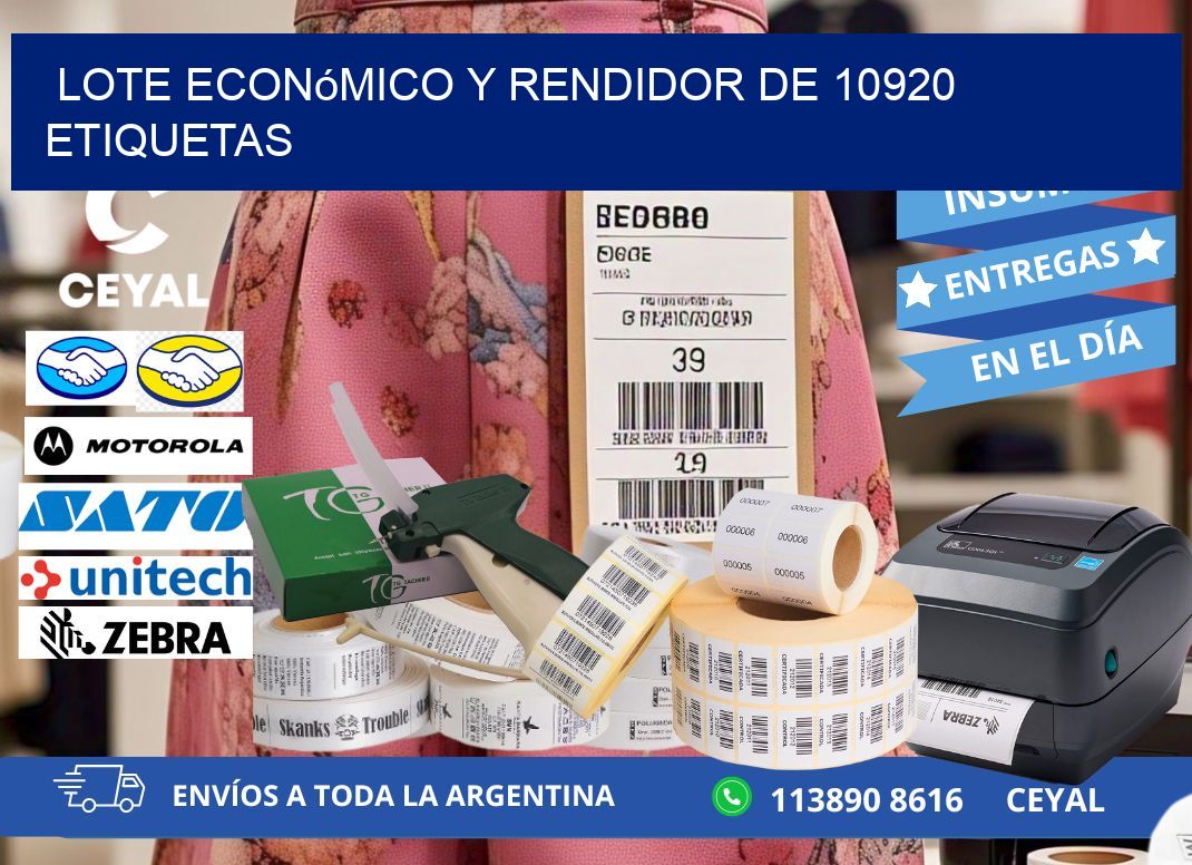 Lote económico y rendidor de 10920 etiquetas
