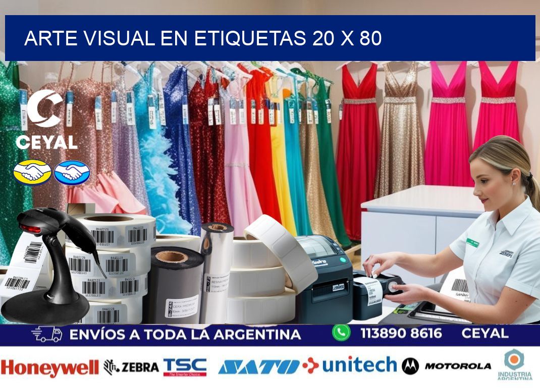 Arte visual en etiquetas 20 x 80