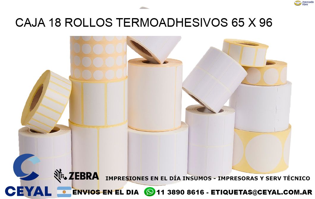 CAJA 18 ROLLOS TERMOADHESIVOS 65 x 96