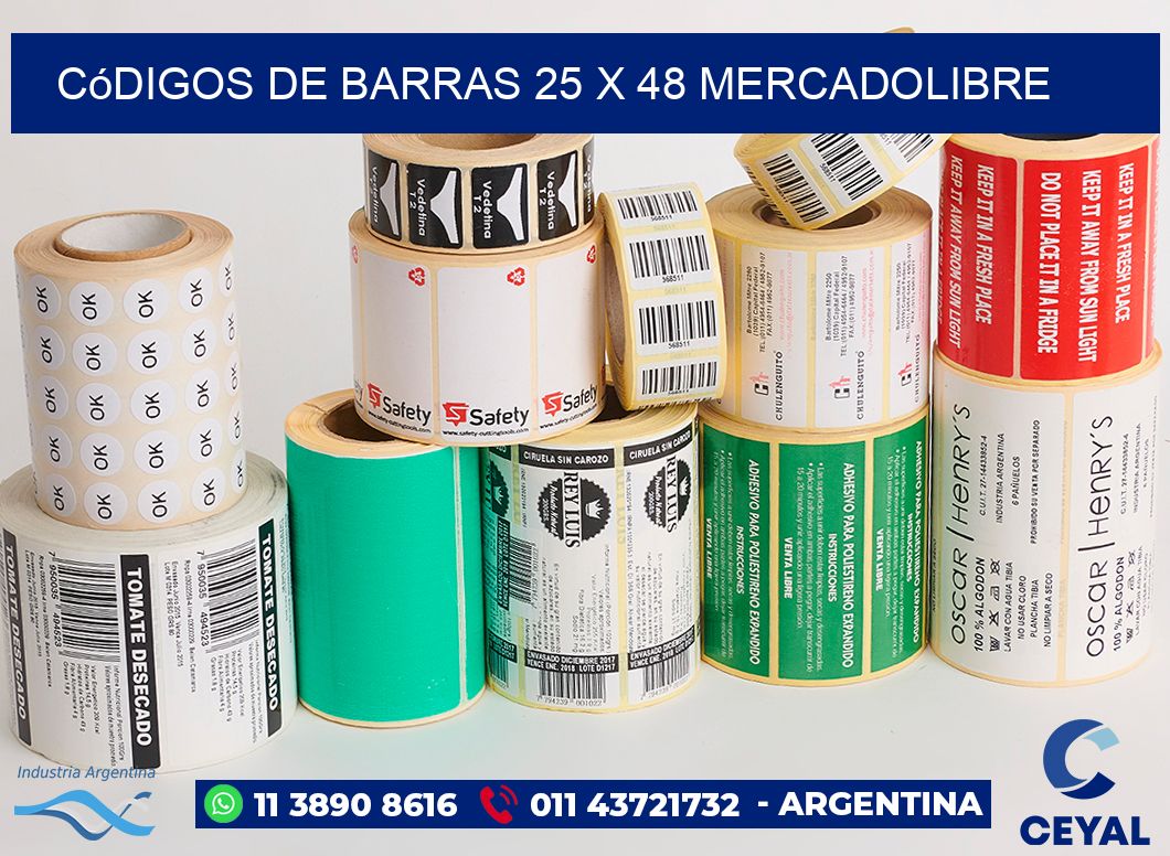 Códigos de Barras 25 x 48 MERCADOLIBRE