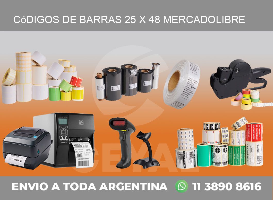 Códigos de Barras 25 x 48 MERCADOLIBRE