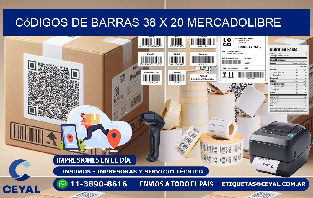 Códigos de Barras 38 x 20 MERCADOLIBRE
