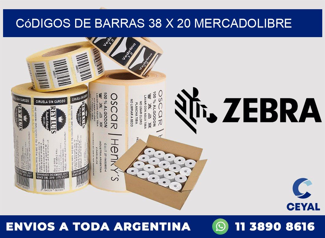 Códigos de Barras 38 x 20 MERCADOLIBRE