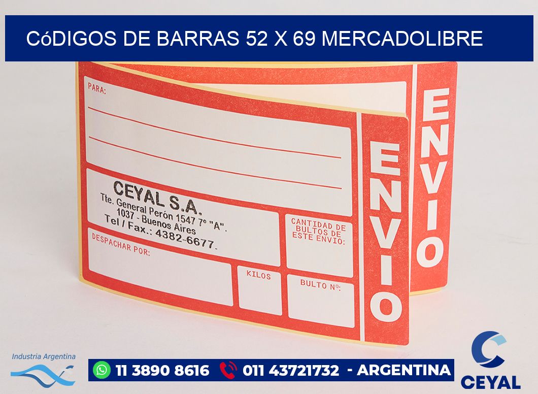 Códigos de Barras 52 x 69 MERCADOLIBRE