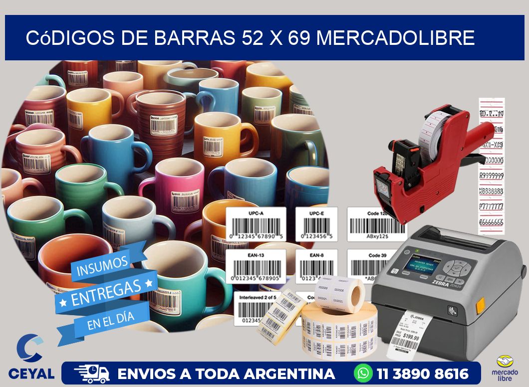 Códigos de Barras 52 x 69 MERCADOLIBRE