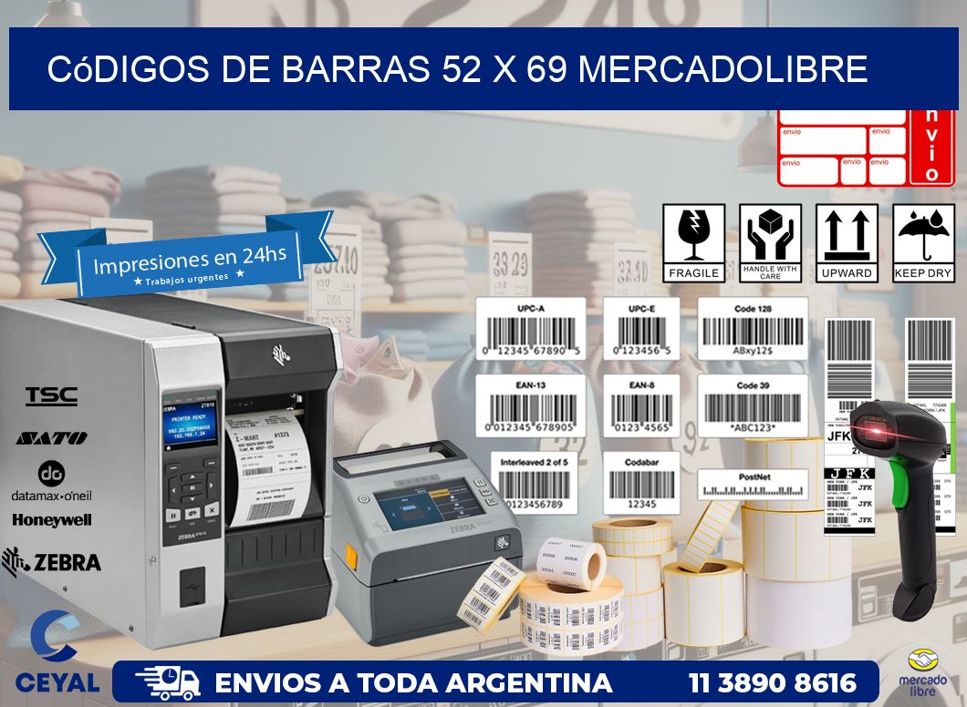 Códigos de Barras 52 x 69 MERCADOLIBRE